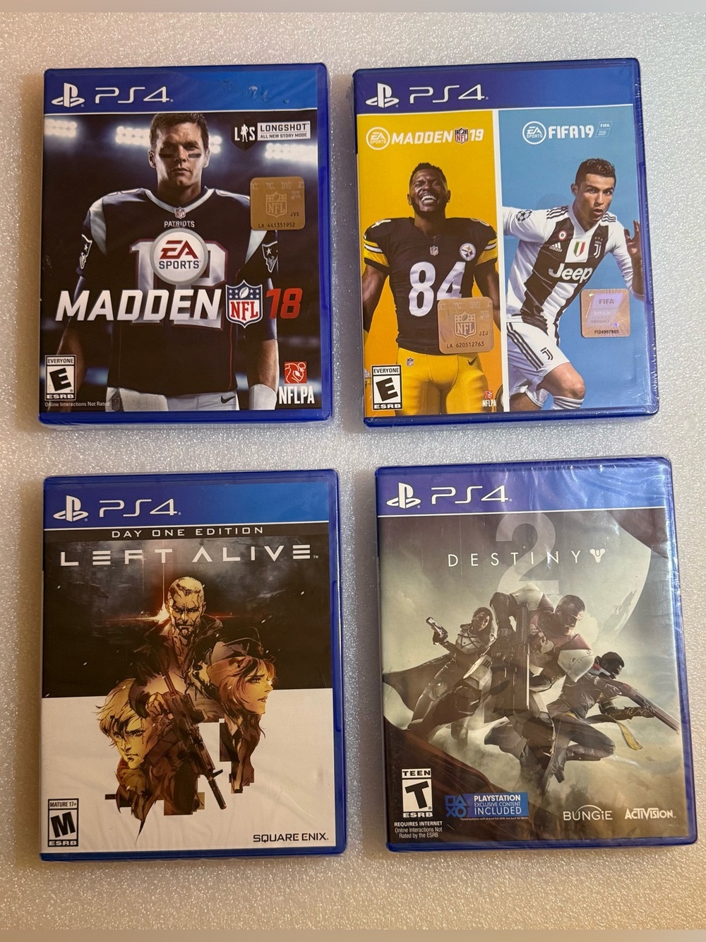 NEW/SEALED PS4 Game Bundle - Madden 18 & 19, FIFA 19, Left Alive, Destiny 2